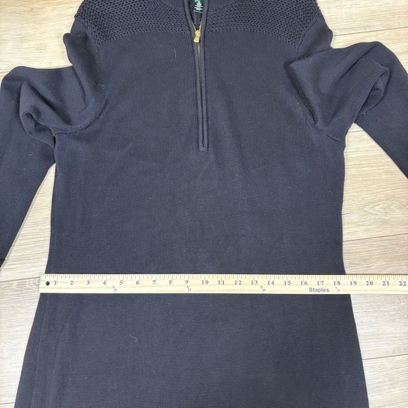 Ralph Lauren Black Cotton Rack Stitch Yoke Mockneck Dress Size XL Long Sleeve - Picture 6 of 9